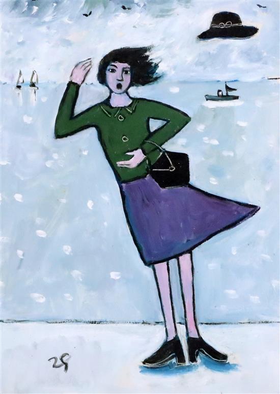 § Joan Gilchrest (1918-2008) A Windy Day 8.25 x 6in.